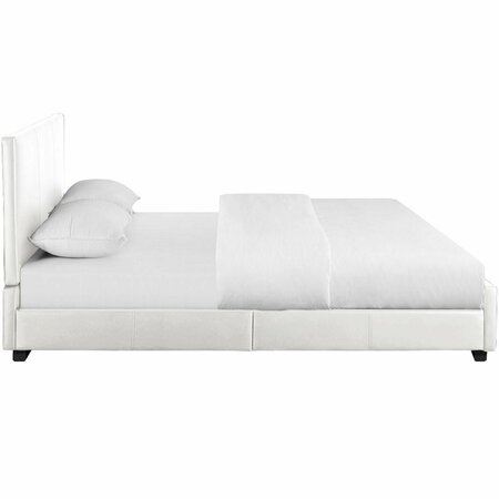 Homeroots 34.8 x 63.4 x 85.4 in. White Upholstered Queen Size Platform Bed 397039